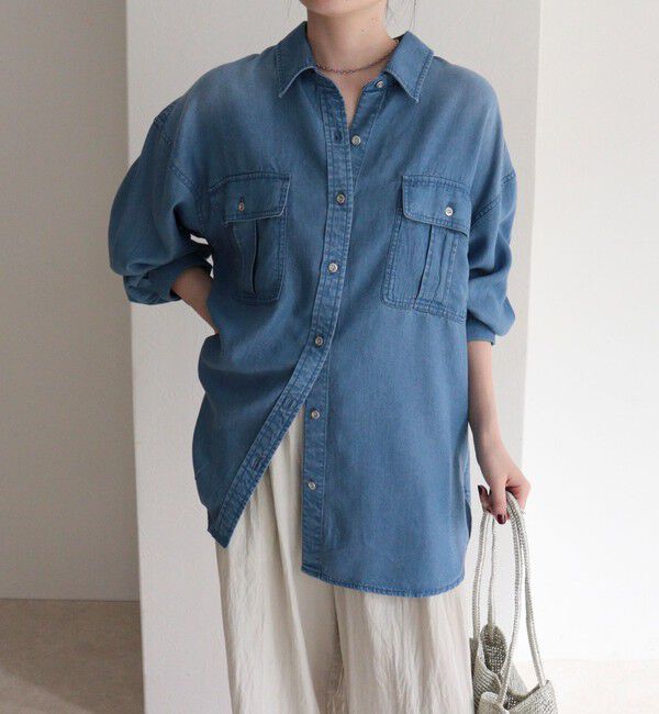 fredy emue「とろみデニムオーバーシャツ」|シャツ・ブラウス|ブルー