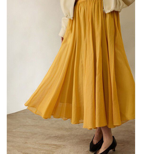 ROPE「コットンオーガンジーシアーボリュームスカート/イージーケア」|スカート|オレンジ系(71)