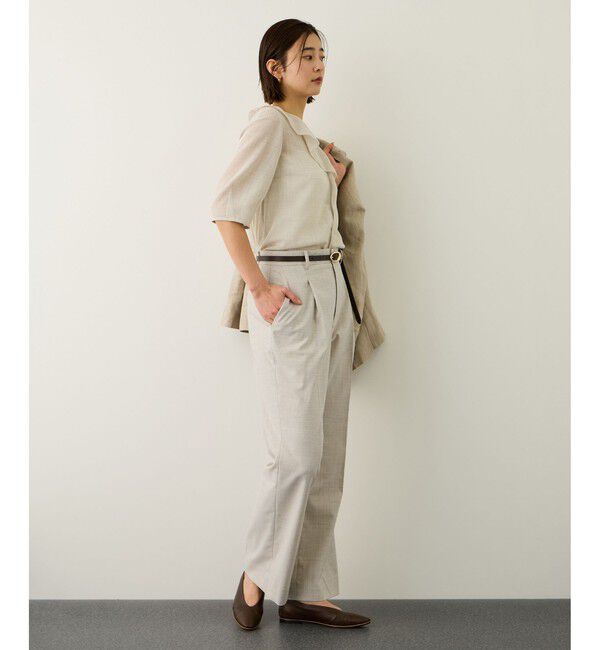 ROPE「リネンライクセミフレアパンツ/セットアップ対応・イージーケア」|チノ|