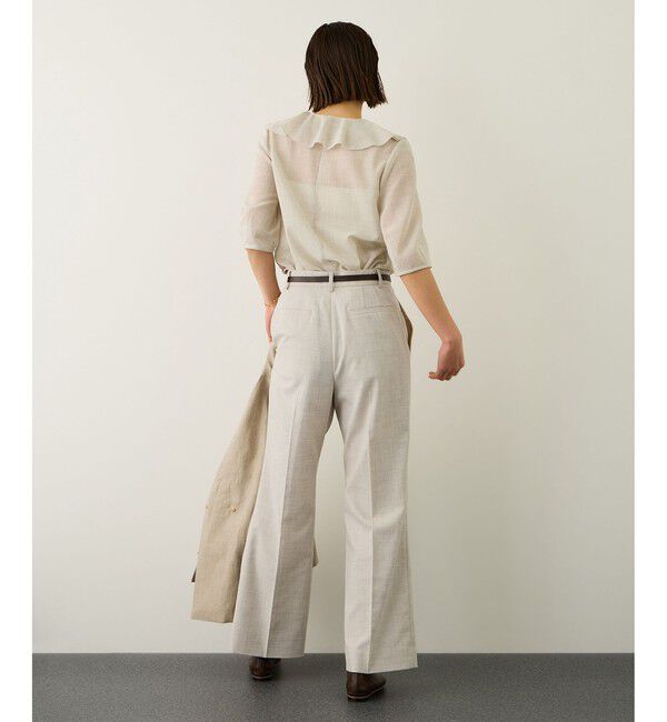 ROPE「リネンライクセミフレアパンツ/セットアップ対応・イージーケア」|チノ|