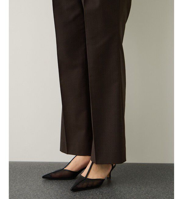 ROPE「リネンライクセミフレアパンツ/セットアップ対応・イージーケア」|チノ|