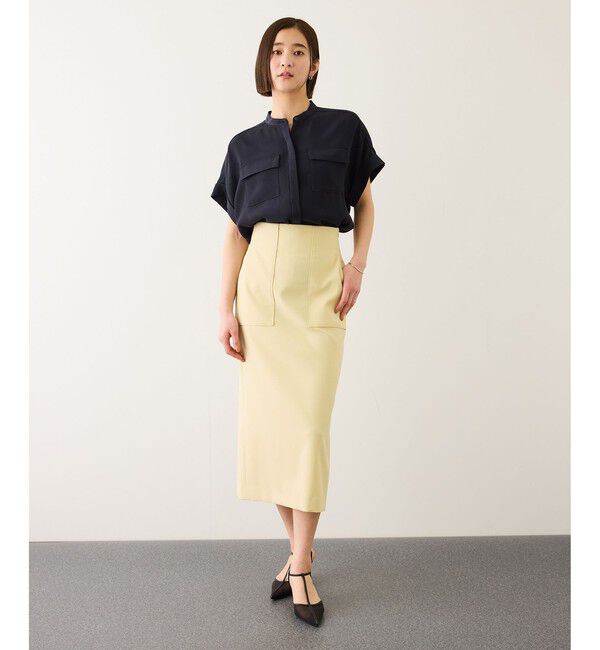 ROPE「ライトトリアセバックサテンフラップブラウス/イージーケア・セットアップ対応」|シャツ・ブラウス|