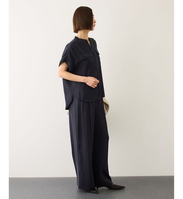 ROPE「ライトトリアセバックサテンフラップブラウス/イージーケア・セットアップ対応」|シャツ・ブラウス|