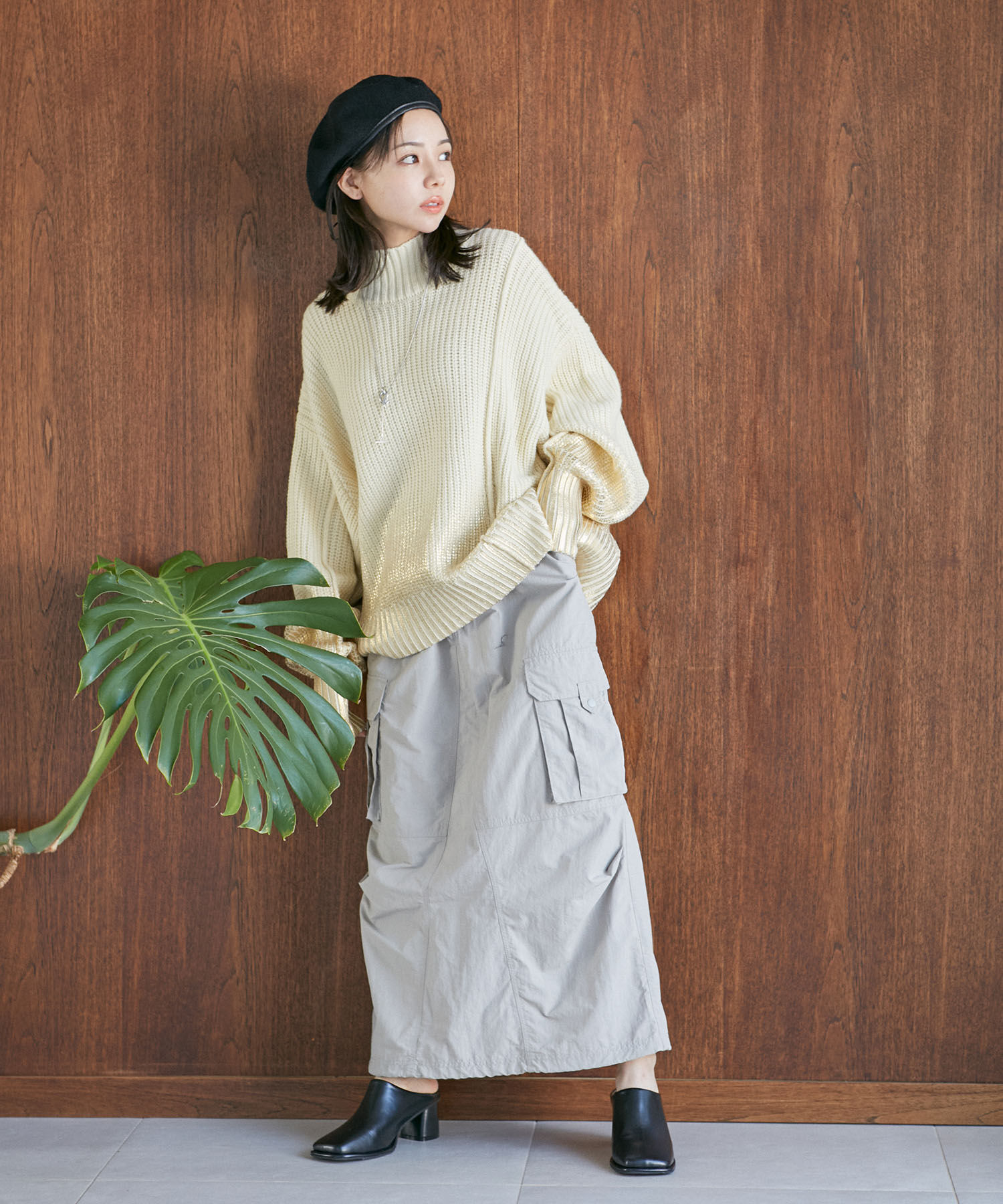 VIS「サイドカット箔ニットプルオーバー」|ニット・セーター|