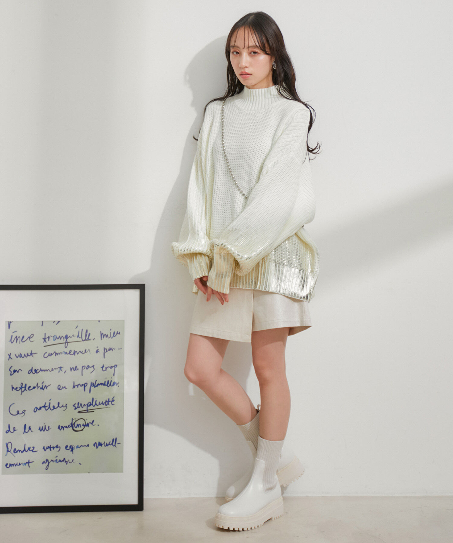 VIS「サイドカット箔ニットプルオーバー」|ニット・セーター|