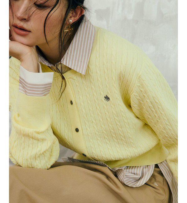VIS「【POLO BCS】VIS別注ミニケーブルノーカラーカーディガン」|カーディガン|イエロー(80)