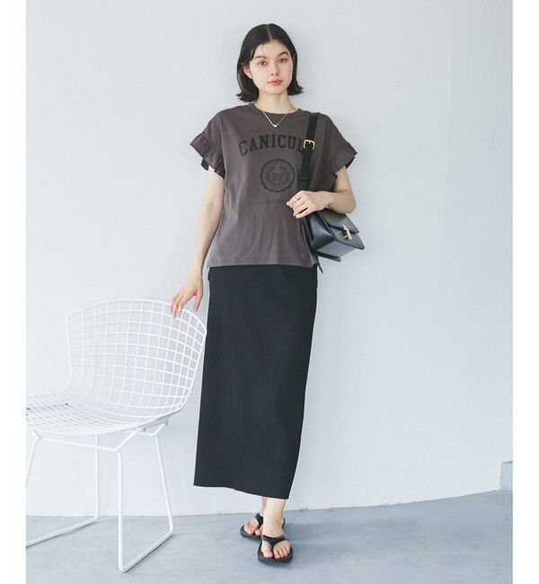 Rope&rsquo;Picnic「袖フリルカレッジロゴTシャツ」|Tシャツ・カットソー|