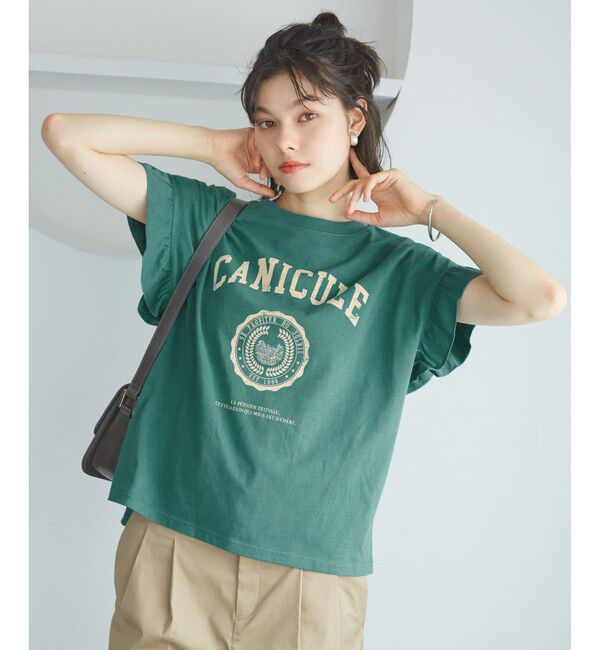 Rope&rsquo;Picnic「袖フリルカレッジロゴTシャツ」|Tシャツ・カットソー|