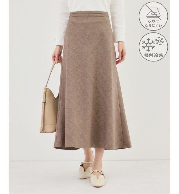 Rope&rsquo;Picnic「メランジドビーチェックスカート/セットアップ対応・防シワ・接触冷感」|スカート|ブラウン(20)