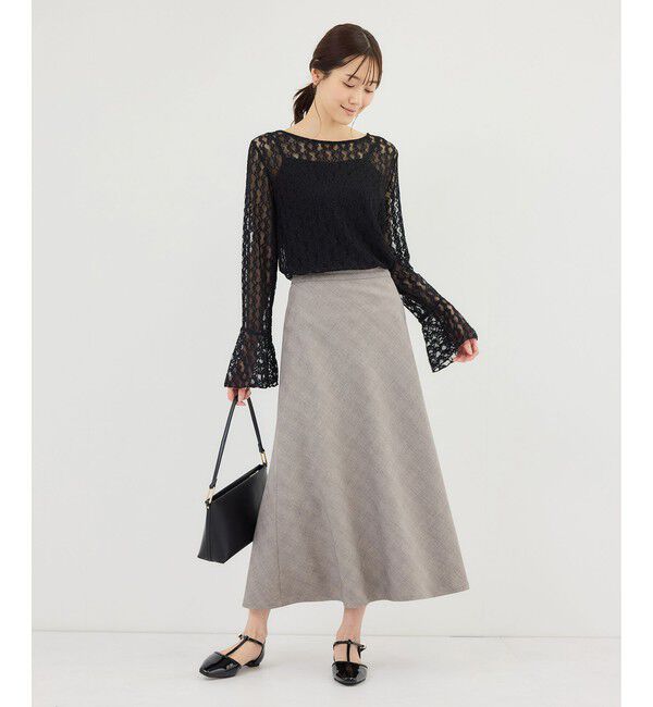 Rope&rsquo;Picnic「メランジドビーチェックスカート/セットアップ対応・防シワ・接触冷感」|スカート|