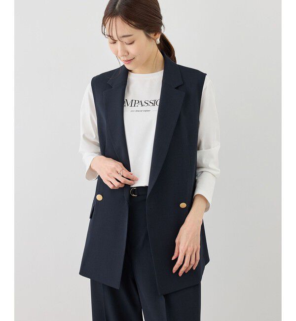 Rope&rsquo;Picnic「カナパ スリーブレスジレ/セットアップ対応・UV・抗菌防臭・接触冷感」|ベスト・ジレ|