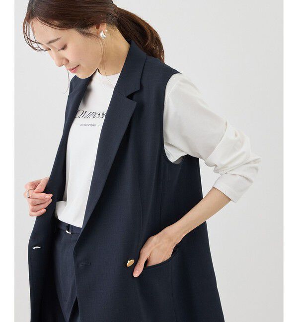 Rope&rsquo;Picnic「カナパ スリーブレスジレ/セットアップ対応・UV・抗菌防臭・接触冷感」|ベスト・ジレ|