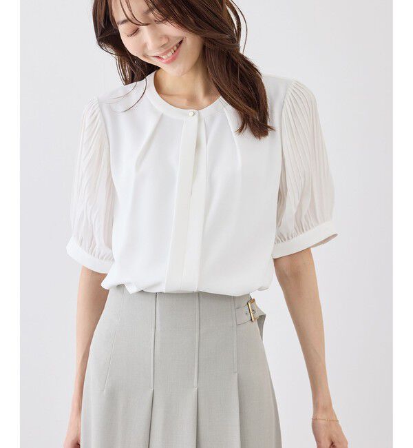 Rope&rsquo;Picnic「袖プリーツハーフスリーブブラウス」|シャツ・ブラウス|