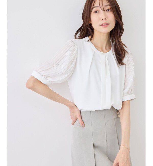 Rope&rsquo;Picnic「袖プリーツハーフスリーブブラウス」|シャツ・ブラウス|