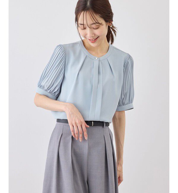 Rope&rsquo;Picnic「袖プリーツハーフスリーブブラウス」|シャツ・ブラウス|