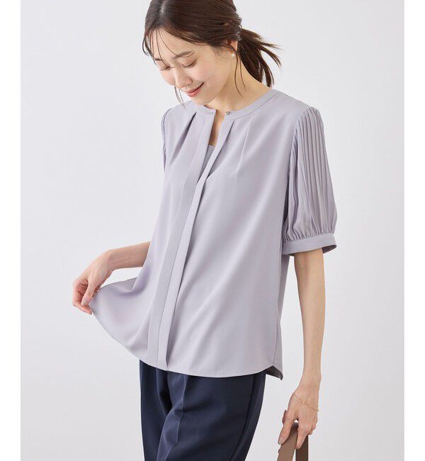 Rope&rsquo;Picnic「袖プリーツハーフスリーブブラウス」|シャツ・ブラウス|