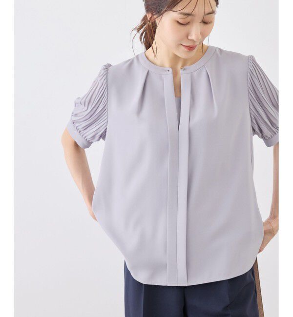 Rope&rsquo;Picnic「袖プリーツハーフスリーブブラウス」|シャツ・ブラウス|