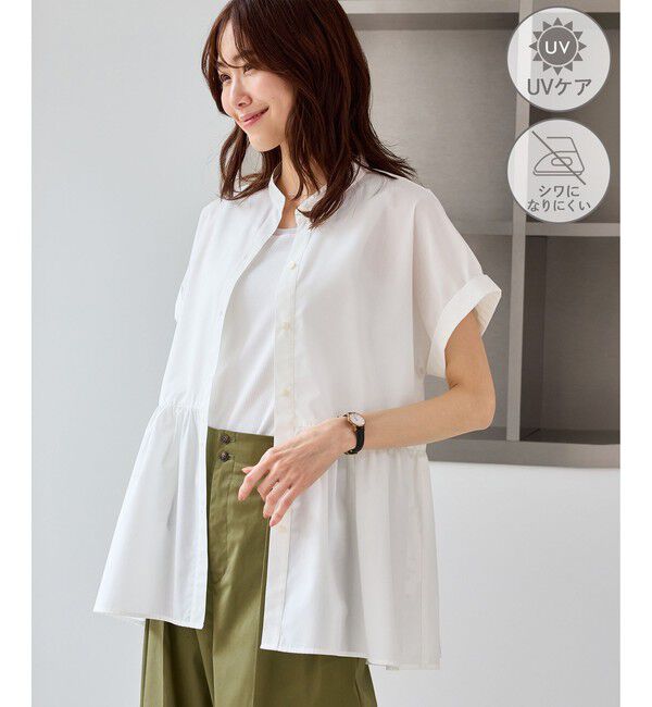 Rope&rsquo;Picnic「フレンチペプラムシャツ/UVカット・防シワ」|シャツ・ブラウス|オフホワイト(15)