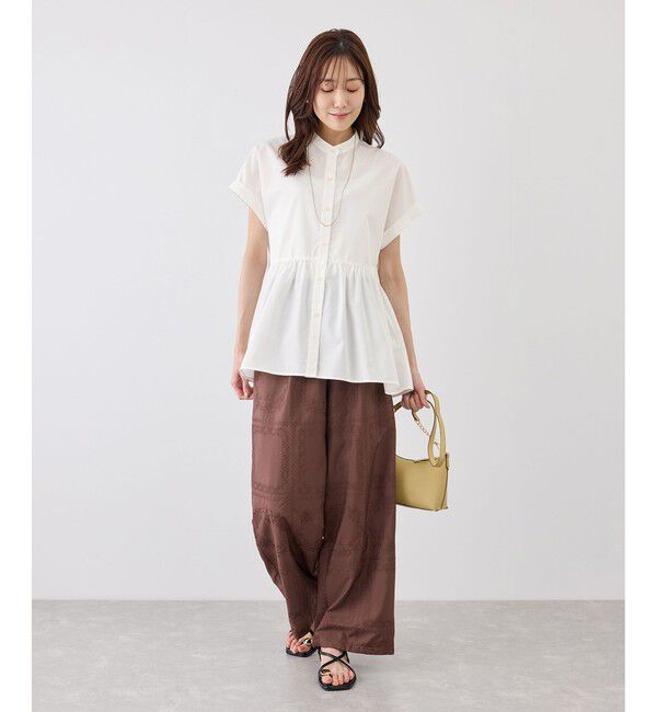 Rope&rsquo;Picnic「フレンチペプラムシャツ/UVカット・防シワ」|シャツ・ブラウス|