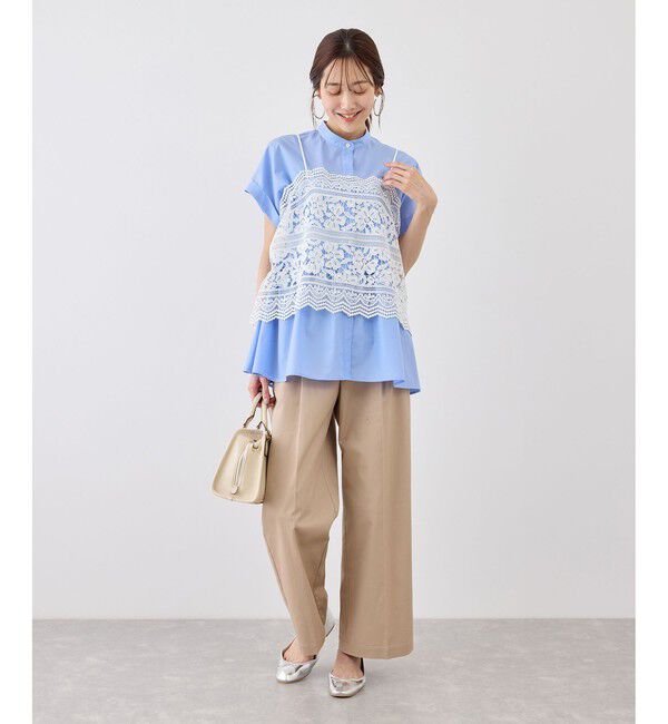 Rope&rsquo;Picnic「フレンチペプラムシャツ/UVカット・防シワ」|シャツ・ブラウス|