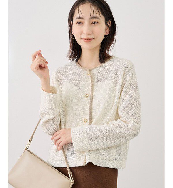 Rope&rsquo;Picnic「透かし編み金釦カットカーディガン」|カーディガン|