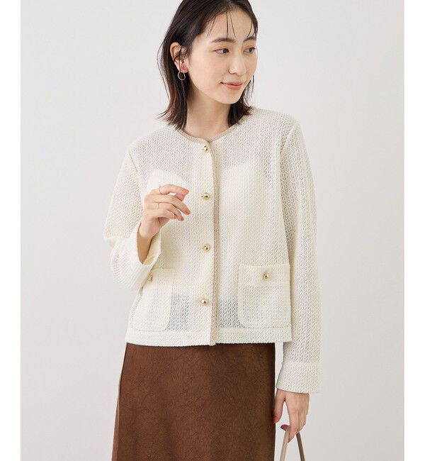 Rope&rsquo;Picnic「透かし編み金釦カットカーディガン」|カーディガン|