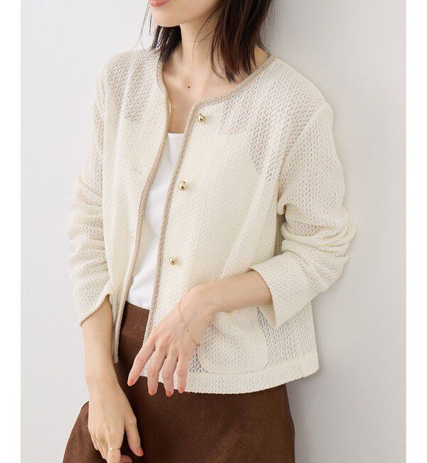 Rope&rsquo;Picnic「透かし編み金釦カットカーディガン」|カーディガン|