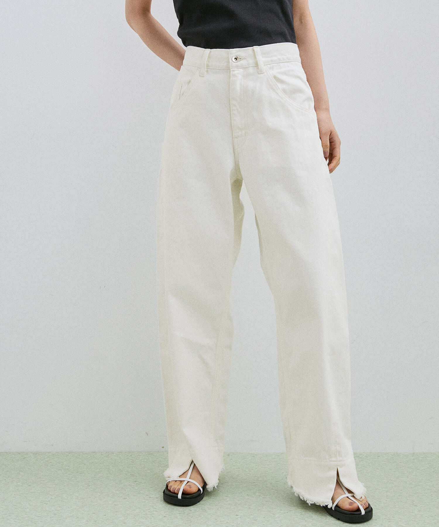 ADAM ET ROPE'「【サステナブル】ルーズフィットアジャストデニム」|デニム|ホワイト(10)