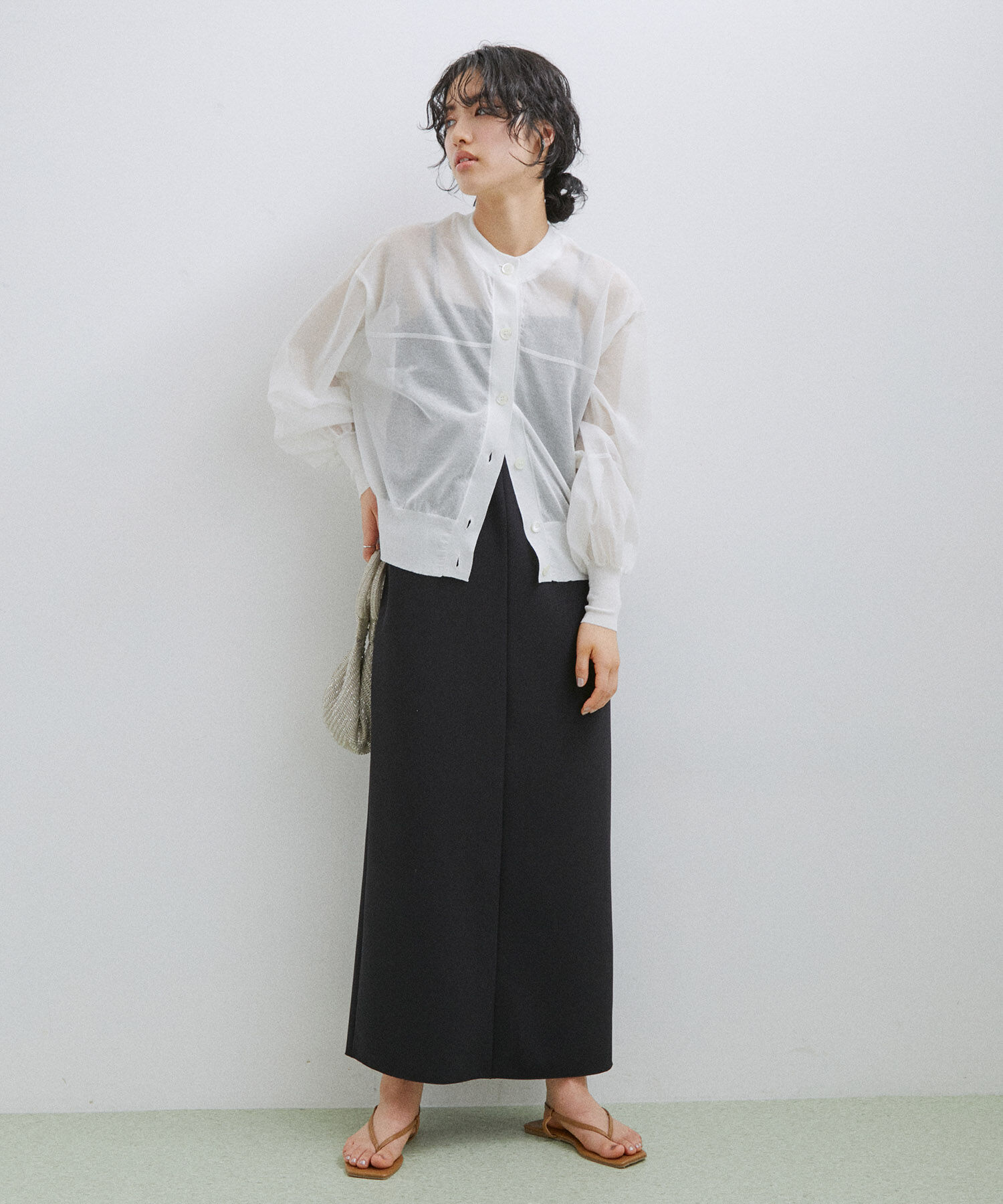 ADAM ET ROPE'「【2WAY】シアーカーディガン」|カーディガン|