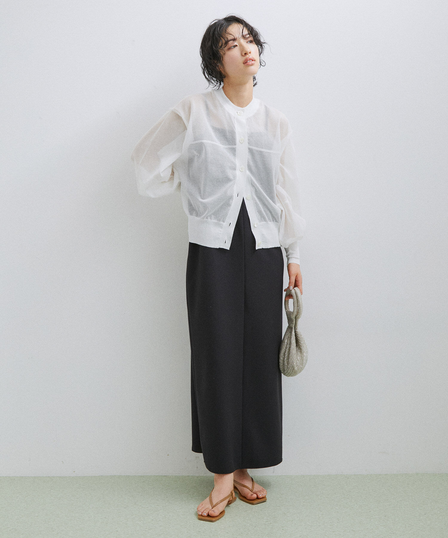 ADAM ET ROPE'「【2WAY】シアーカーディガン」|カーディガン|