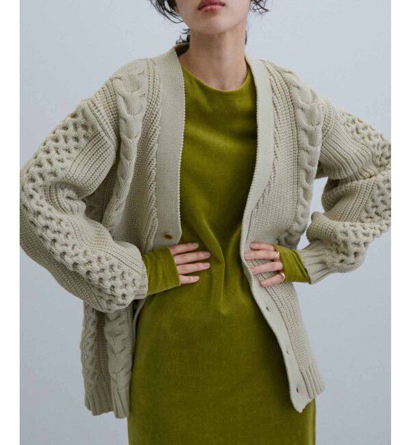 ADAM ET ROPE'「【WEB限定】ボリューム ケーブル オーバーサイズ カーディガン / 超軽量 / ユニセックス」|カーディガン|