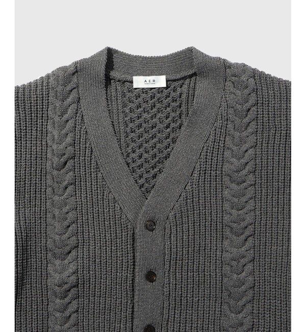 ADAM ET ROPE'「【WEB限定】ボリューム ケーブル オーバーサイズ カーディガン / 超軽量 / ユニセックス」|カーディガン|