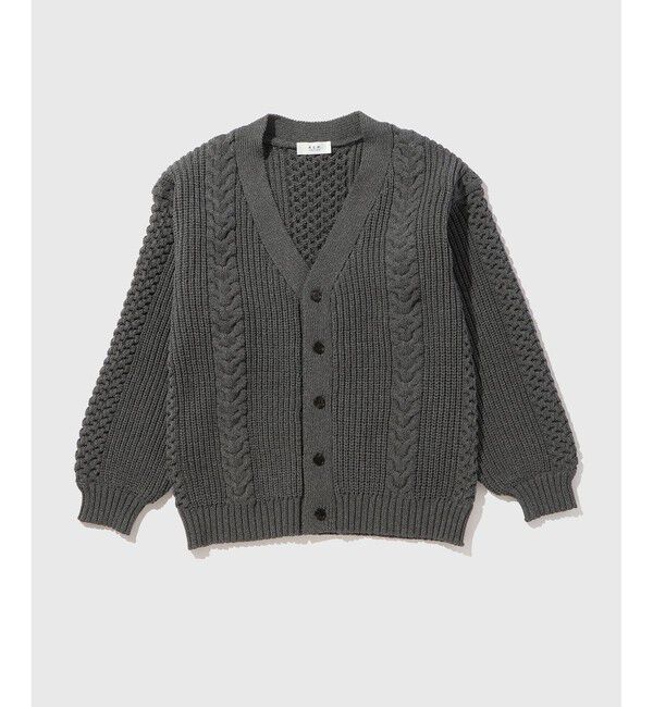 ADAM ET ROPE'「【WEB限定】ボリューム ケーブル オーバーサイズ カーディガン / 超軽量 / ユニセックス」|カーディガン|チャコール(06)