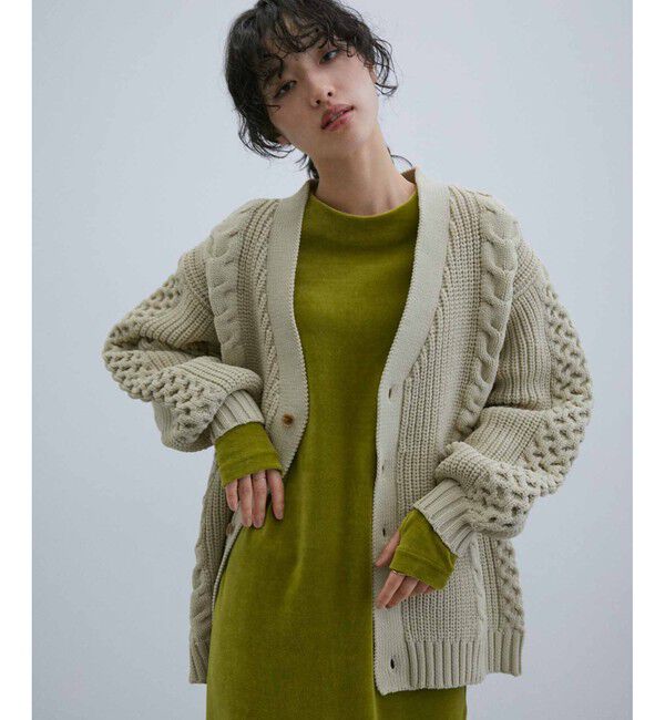 ADAM ET ROPE'「【WEB限定】ボリューム ケーブル オーバーサイズ カーディガン / 超軽量 / ユニセックス」|カーディガン|オフホワイト(15)