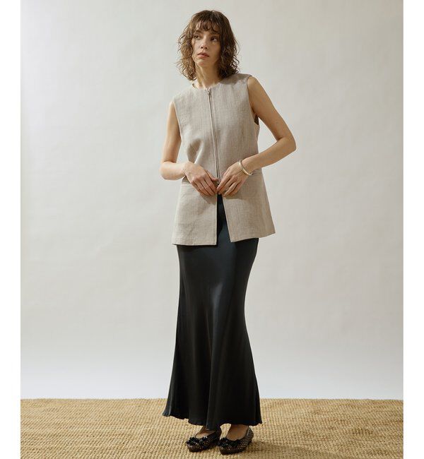 Drawing Numbers「【Drawing Numbers】ヘビーリネンクルーネックジレ」|ベスト・ジレ|