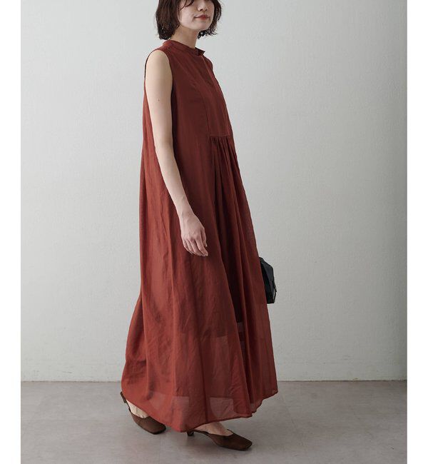  「シルクコットンギャザーワンピース」|ワンピース|