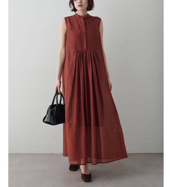  「シルクコットンギャザーワンピース」|ワンピース|