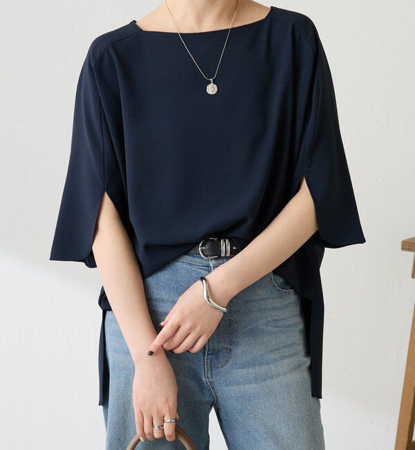  「《体型カバーに◎》ジャージスクエアブラウス」|シャツ・ブラウス|