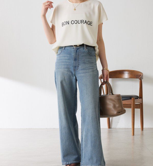  「【さらっとした着心地】ジョーゼットフレンチロゴTシャツ」|Tシャツ・カットソー|