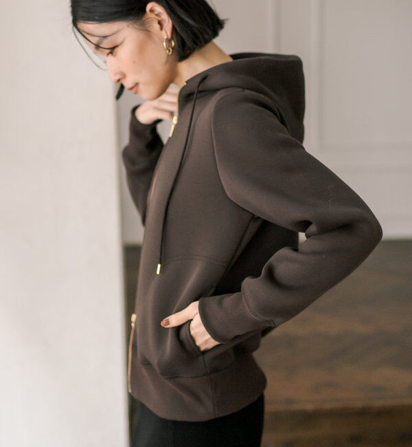  「【WEB限定/キレイめ上品】スポンジダンボールZIPパーカーカットソー」|パーカー|