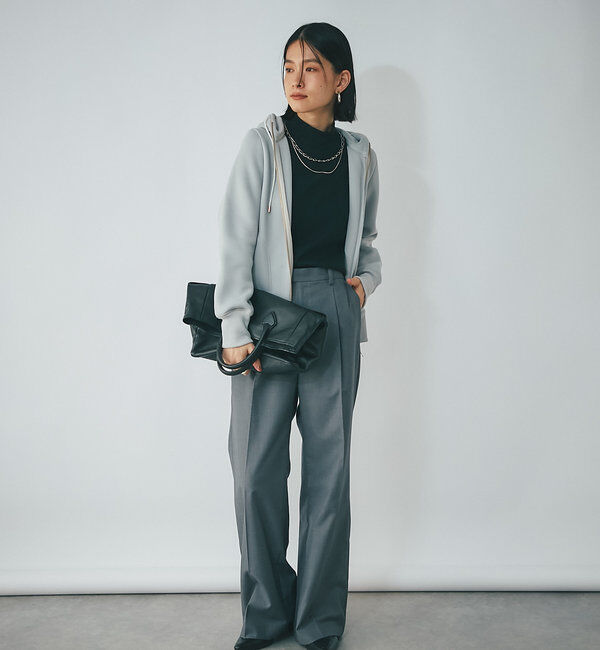  「【WEB限定/キレイめ上品】スポンジダンボールZIPパーカーカットソー」|パーカー|