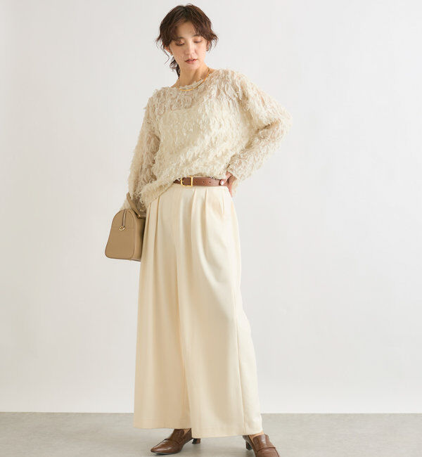  「【オケージョンにも◎】カットジャガードシアーブラウス」|シャツ・ブラウス|