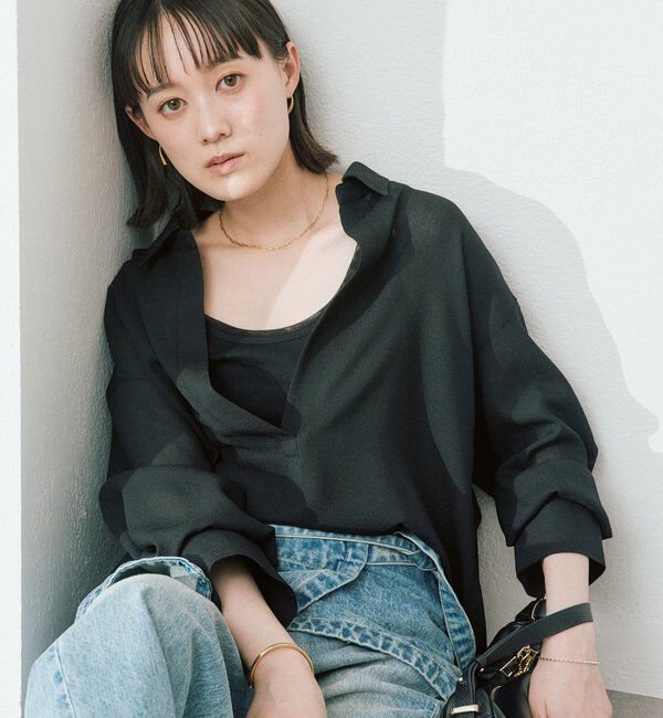  「予約【涼し気な抜け感】メッシュスキッパーシャツ」|シャツ・ブラウス|