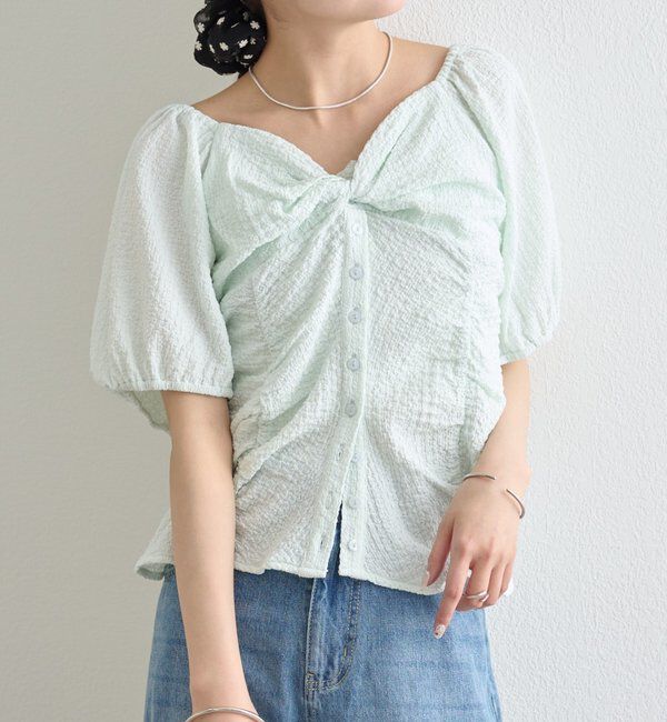  「ハートネックパフブラウス」|シャツ・ブラウス|
