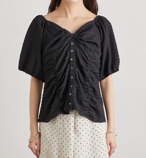  「ハートネックパフブラウス」|シャツ・ブラウス|