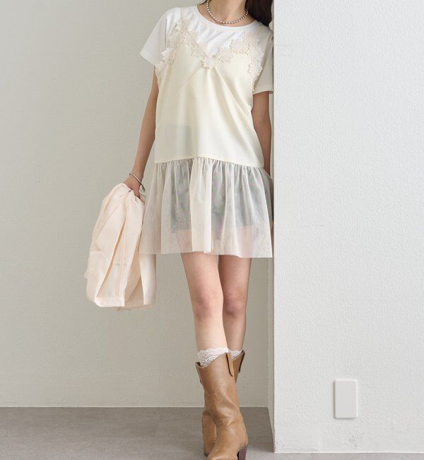  「裾チュールキャミチュニック」|シャツ・ブラウス|