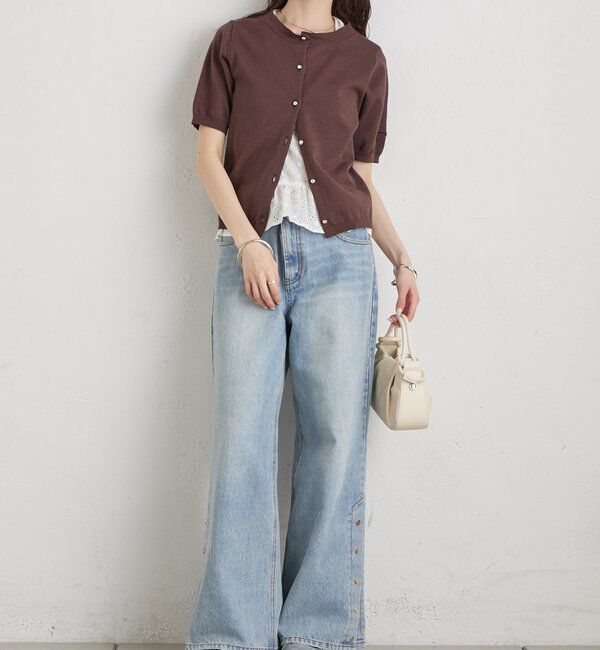 「ボタンスリットフレアデニム」|デニム|