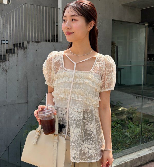  「オーガンジーフラワーブラウス」|シャツ・ブラウス|