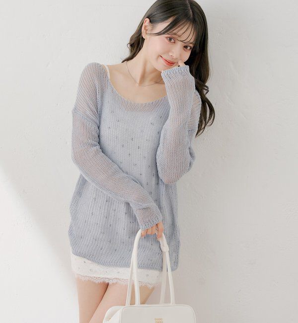  「花柄キャミワンピース+ルーズニットセット」|ワンピース|