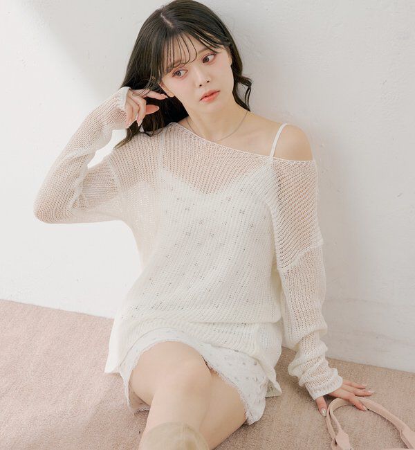  「花柄キャミワンピース+ルーズニットセット」|ワンピース|